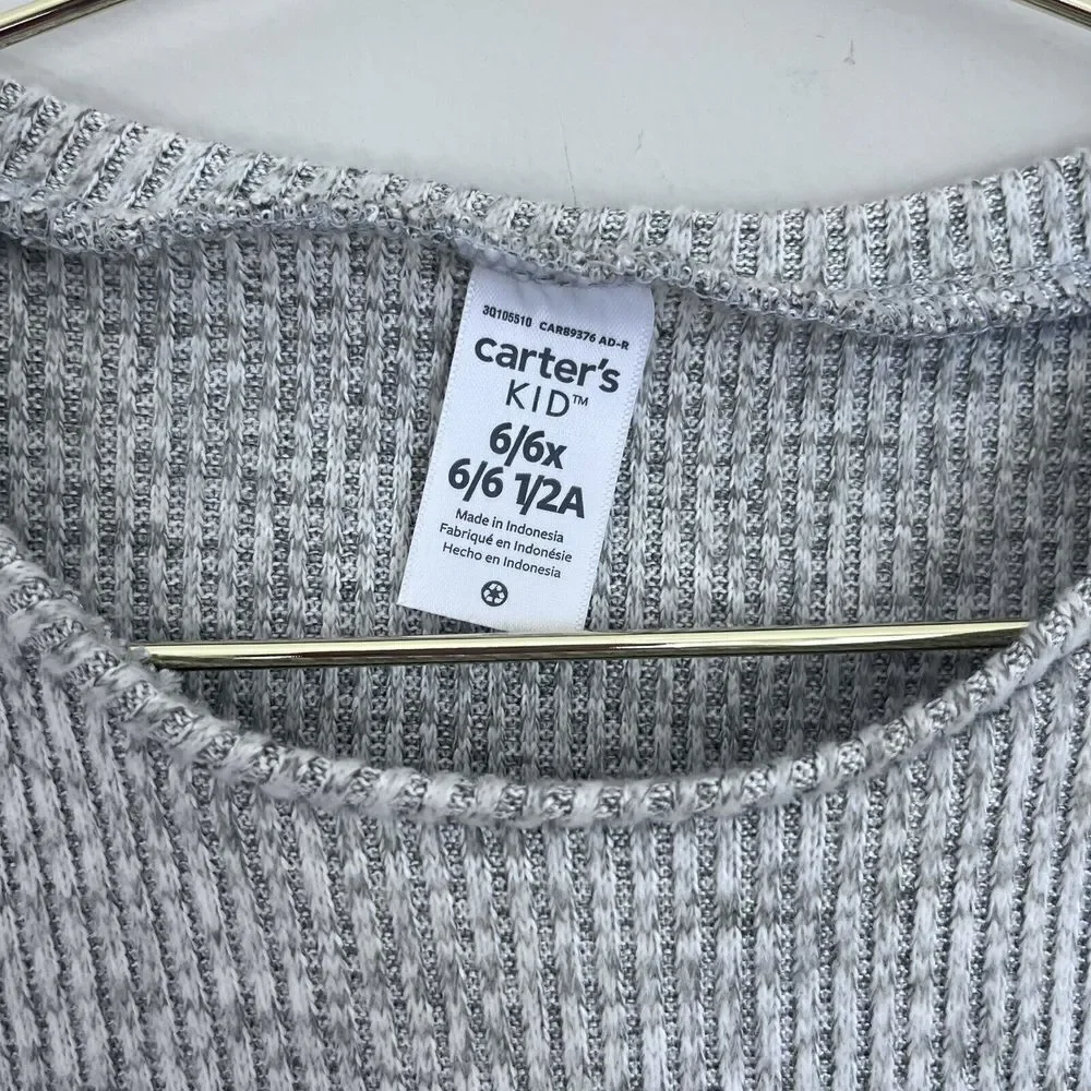 Carter's NWT New Kids Girls Softspun Twist‎ Front Ribbed Sweater Gray Size 6